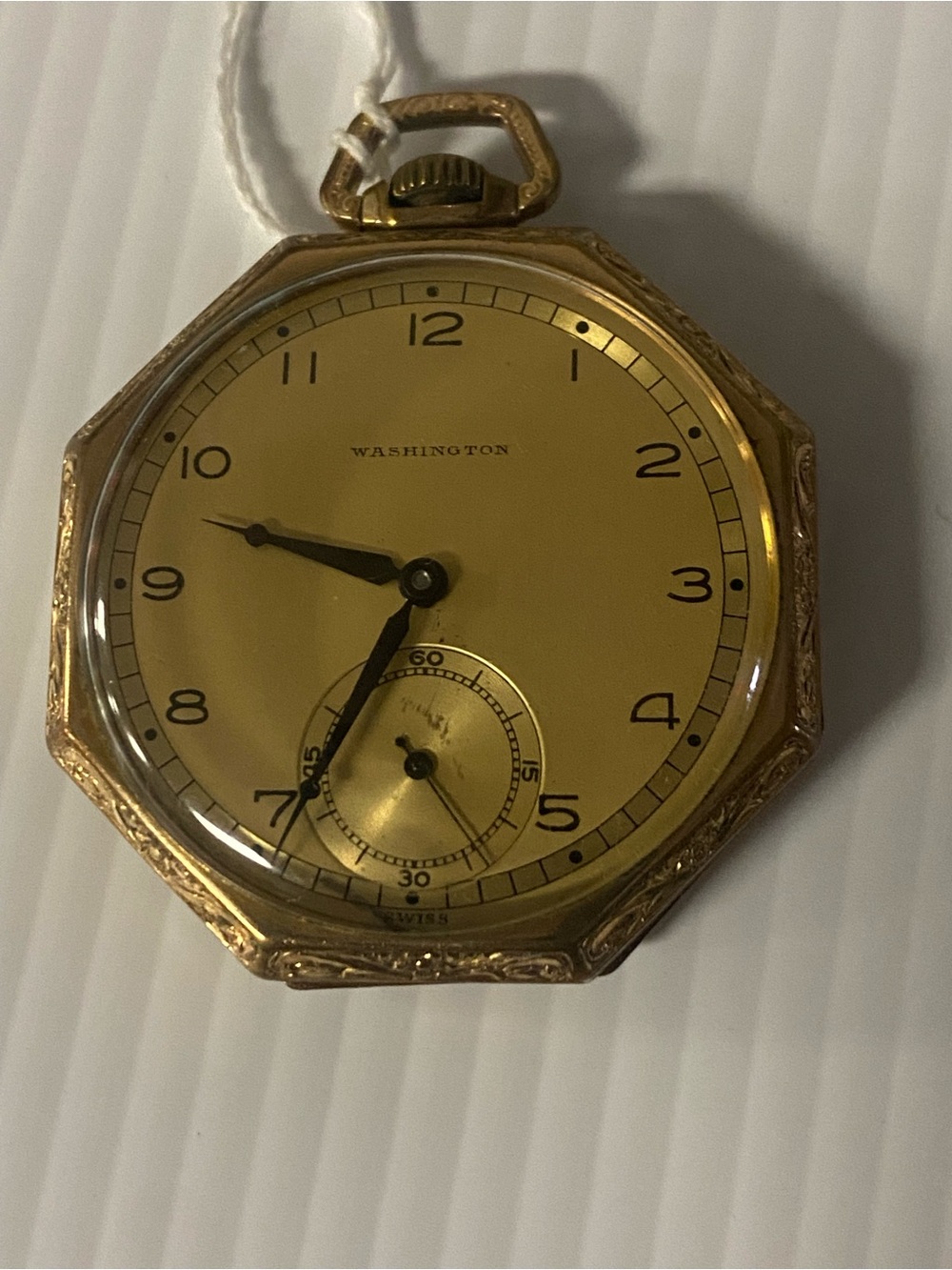 Washington Swiss Antique 17 Jewel Octagon Shaped Case Pocket Watch